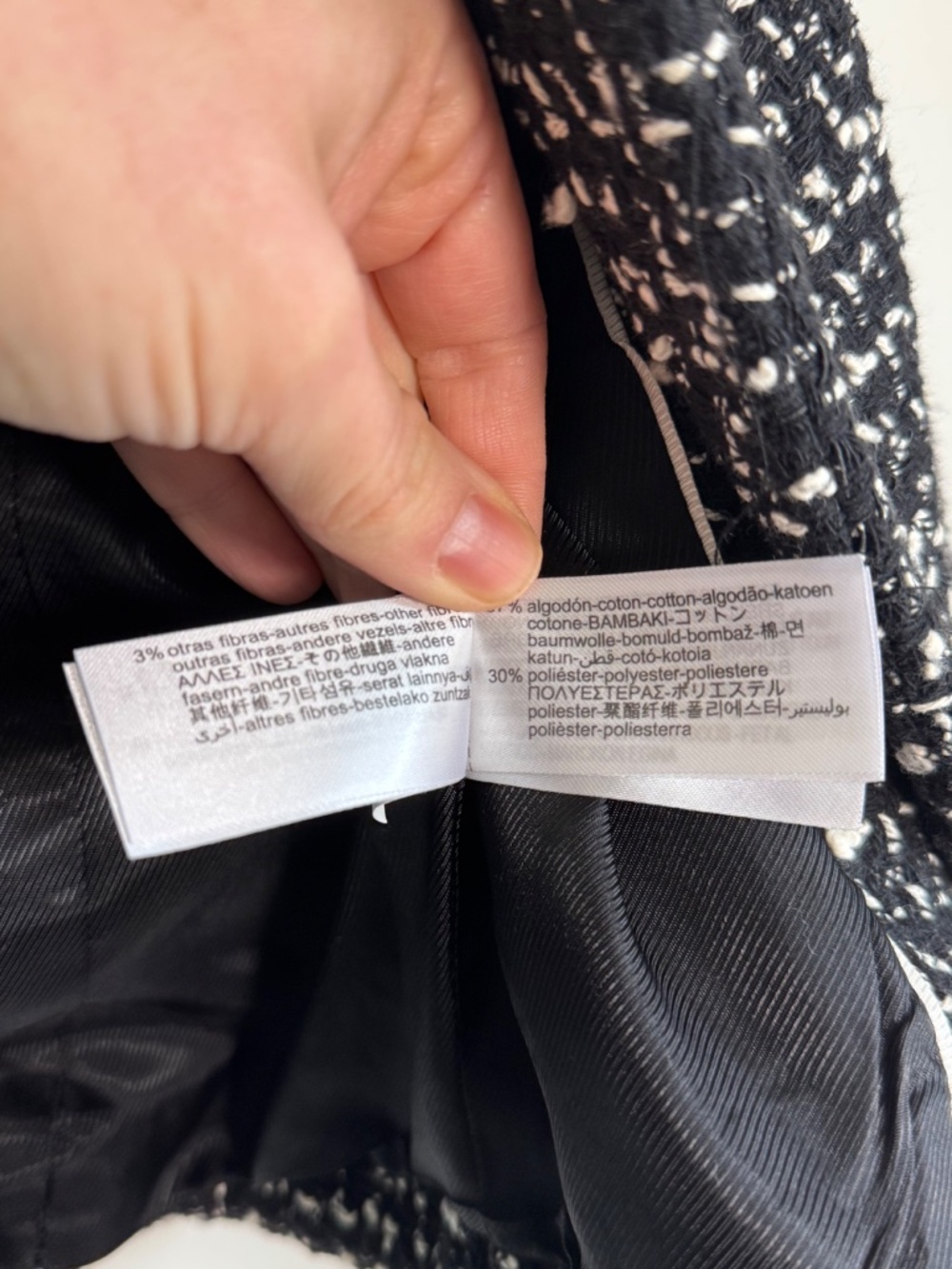 ZARA Double Breasted Black & White Crop Tweed Blazer Jacket | Size XS - Picture 8 of 8